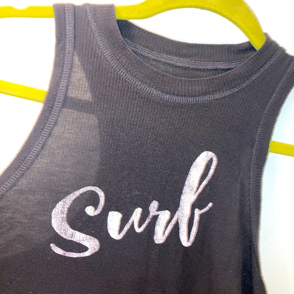 BILLABONG Dark Gray Racerback ribbed stretchy Crop tank top Size M